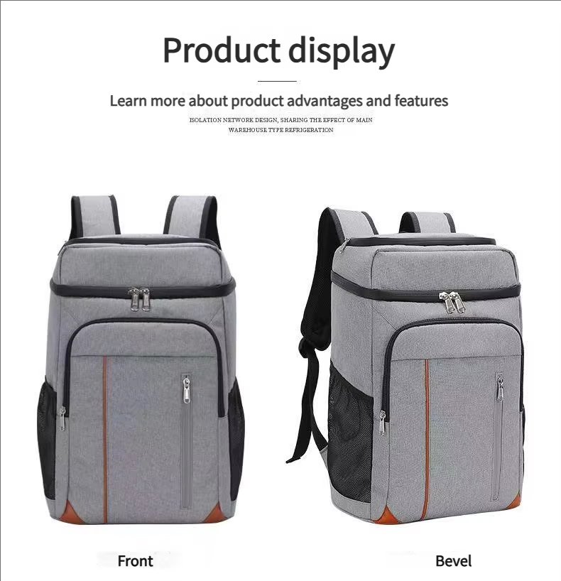 Custom Double Layer Insulated Thermal Tote Cooler Box Large Capacity Lunch Bag Shoulder Strap for Office Travel - product detail