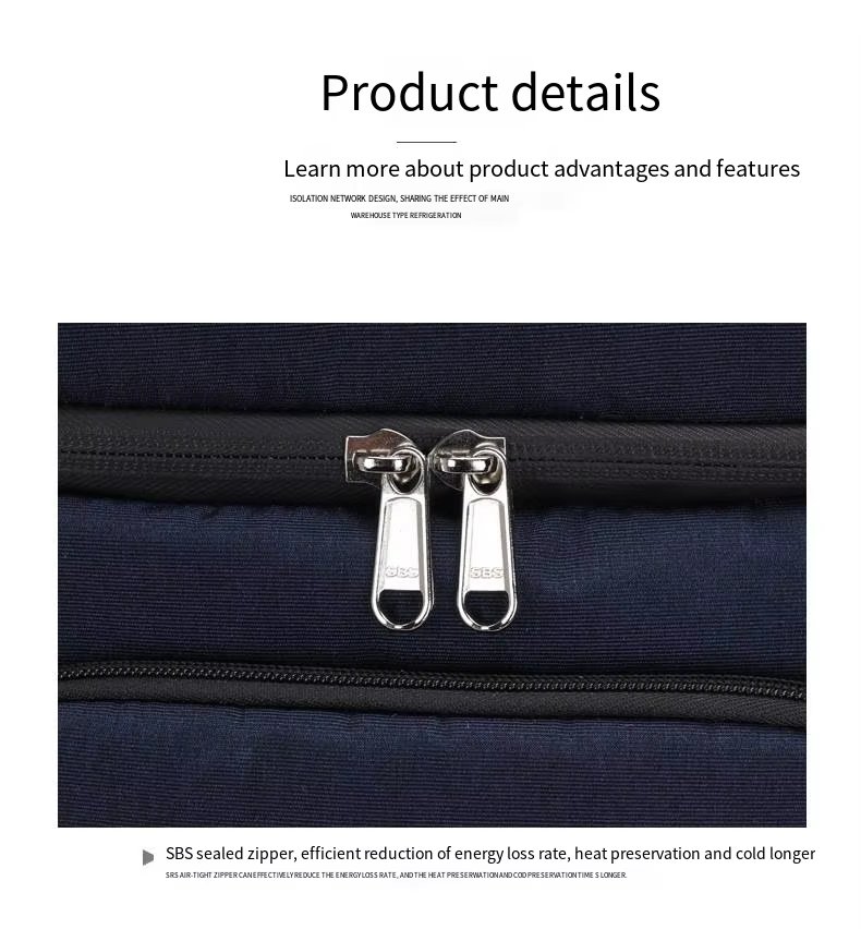 Custom Double Layer Insulated Thermal Tote Cooler Box Large Capacity Lunch Bag Shoulder Strap for Office Travel - product detail