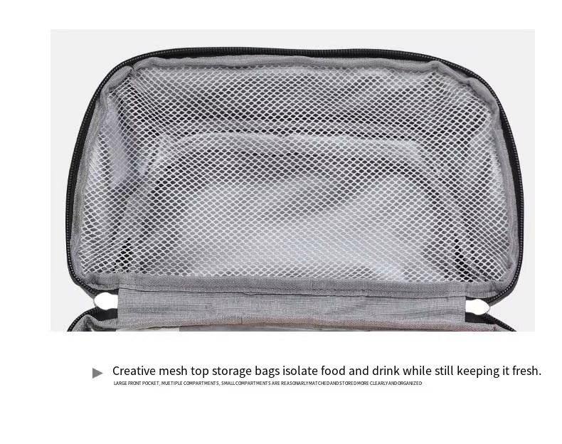 Custom Double Layer Insulated Thermal Tote Cooler Box Large Capacity Lunch Bag Shoulder Strap for Office Travel - product detail