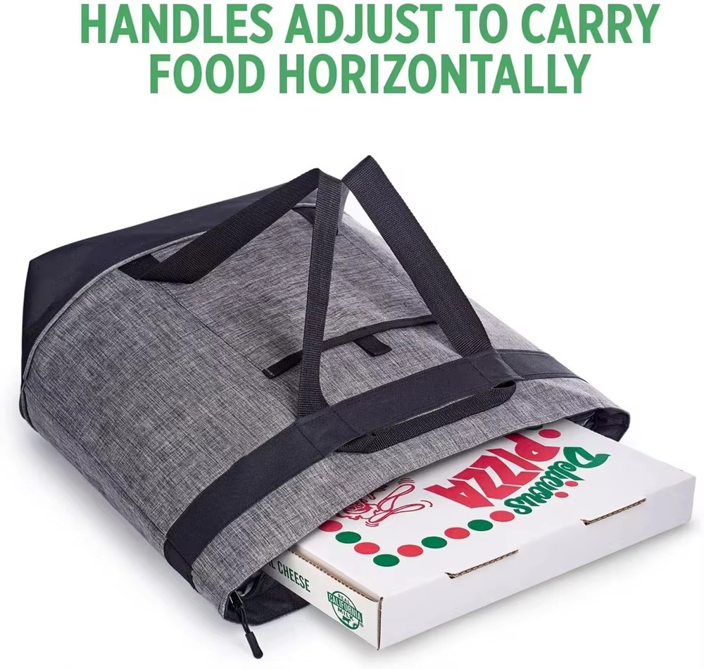 handles adjust to carry pizza box horizontally