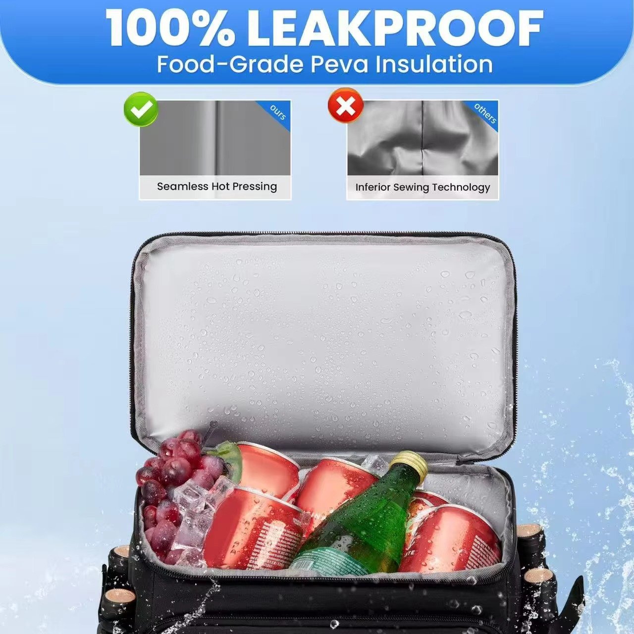 Customized Waterproof Insulated Cooler Backpack Thickened Leakproof Picnic Ice Bag Portable Outdoor Camping Thermal Storage Pack product detail