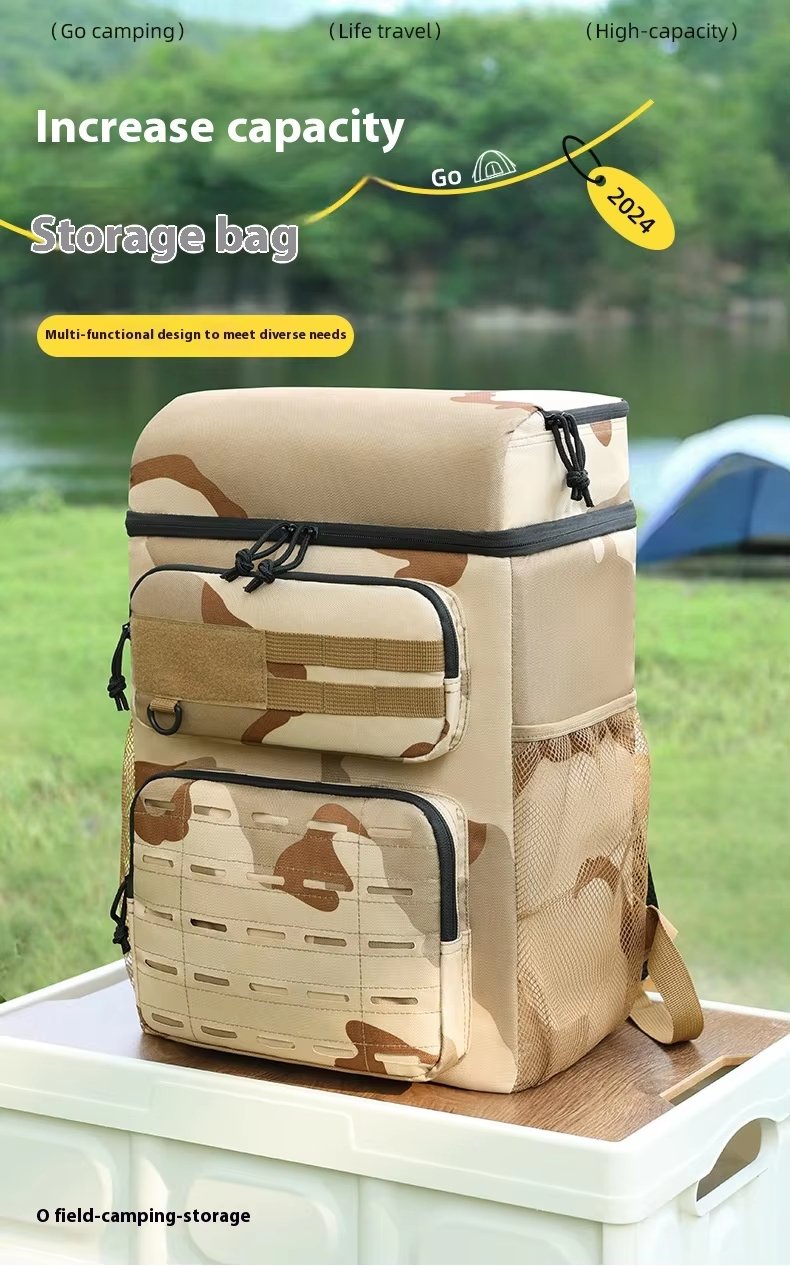 Printed Large Capacity Ice Bag Leakproof Outdoor Travel Insulated Cooler Backpack Bags for Camping Lunch Picnic - product detail