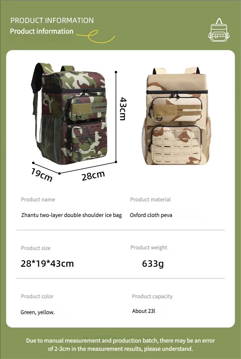 Printed Large Capacity Ice Bag Leakproof Outdoor Travel Insulated Cooler Backpack Bags for Camping Lunch Picnic - product detail