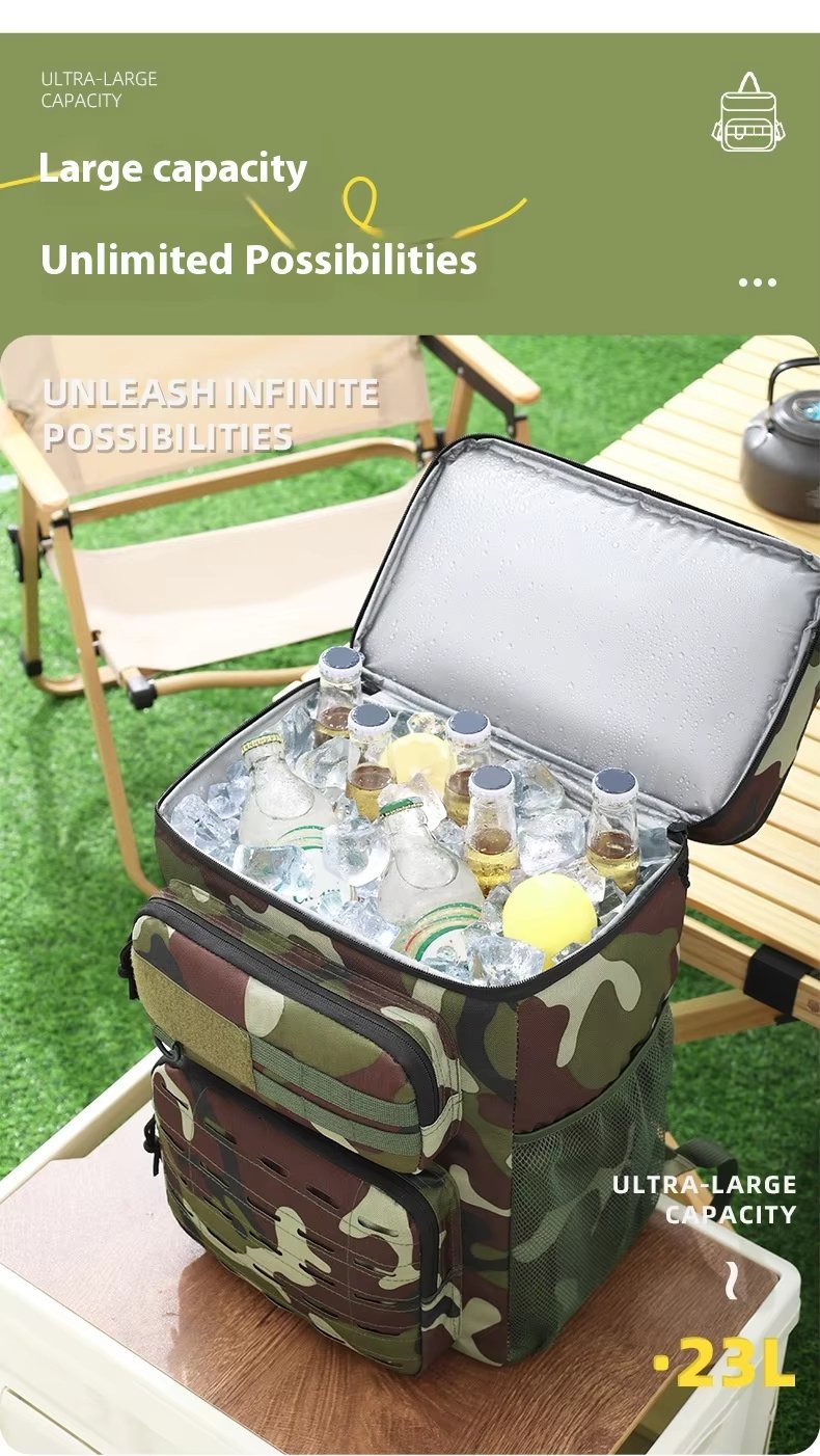 Printed Large Capacity Ice Bag Leakproof Outdoor Travel Insulated Cooler Backpack Bags for Camping Lunch Picnic - product detail