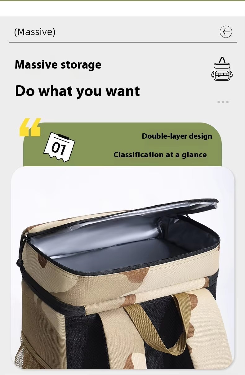 Printed Large Capacity Ice Bag Leakproof Outdoor Travel Insulated Cooler Backpack Bags for Camping Lunch Picnic - product detail