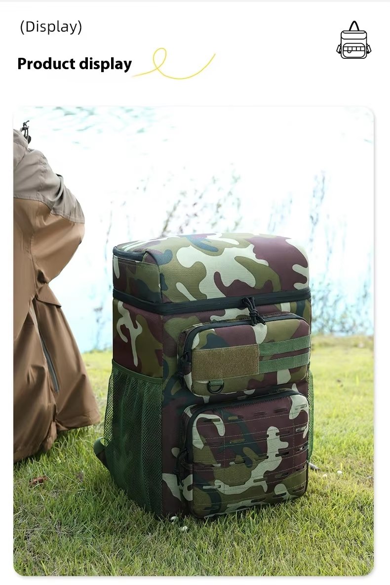 Printed Large Capacity Ice Bag Leakproof Outdoor Travel Insulated Cooler Backpack Bags for Camping Lunch Picnic - product detail