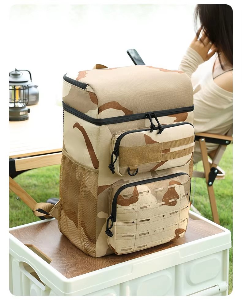 Printed Large Capacity Ice Bag Leakproof Outdoor Travel Insulated Cooler Backpack Bags for Camping Lunch Picnic - product detail