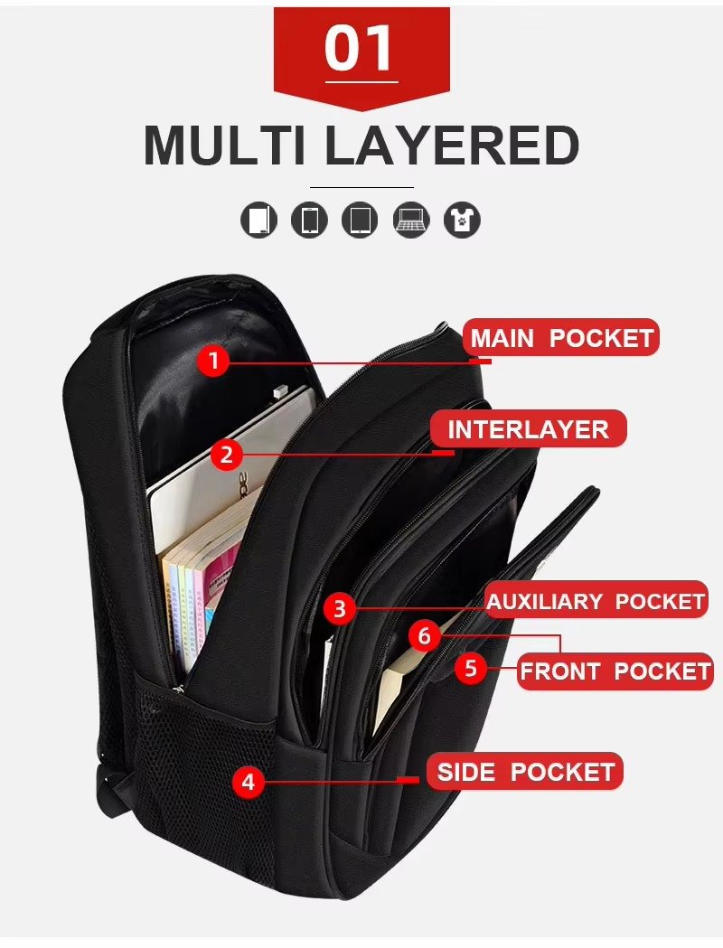 Factory Customized Logo Laptop Backpack Large Capacity Business Computer Bag Multifunctional College Student Schoolbag detail image