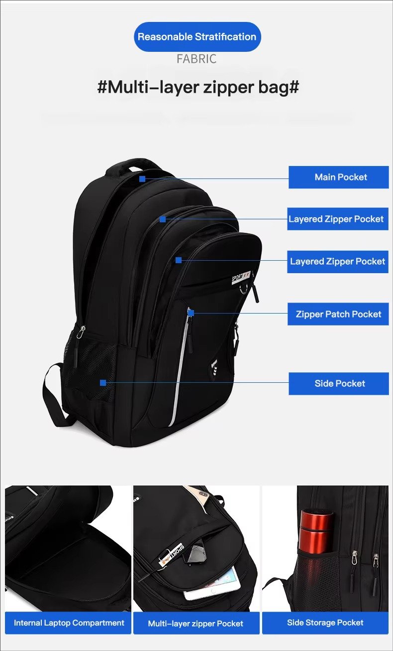 Multifunctional Large Capacity Business Laptop Backpack Teen College Student School Bag Casual Outdoor Travel Rucksack detail image