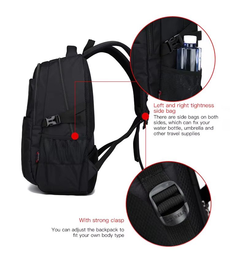 Custom Logo Anti-Theft Waterproof Nylon Laptop Backpack College Schoolbag Multifunctional Outdoor Sports Leisure Travel Rucksack detail image