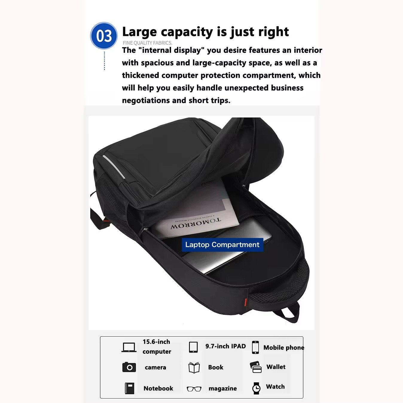 Custom Logo Durable Waterproof Oxford Laptop Backpack For Business Travel Lightweight Large Capacity College Student School Bag detail image