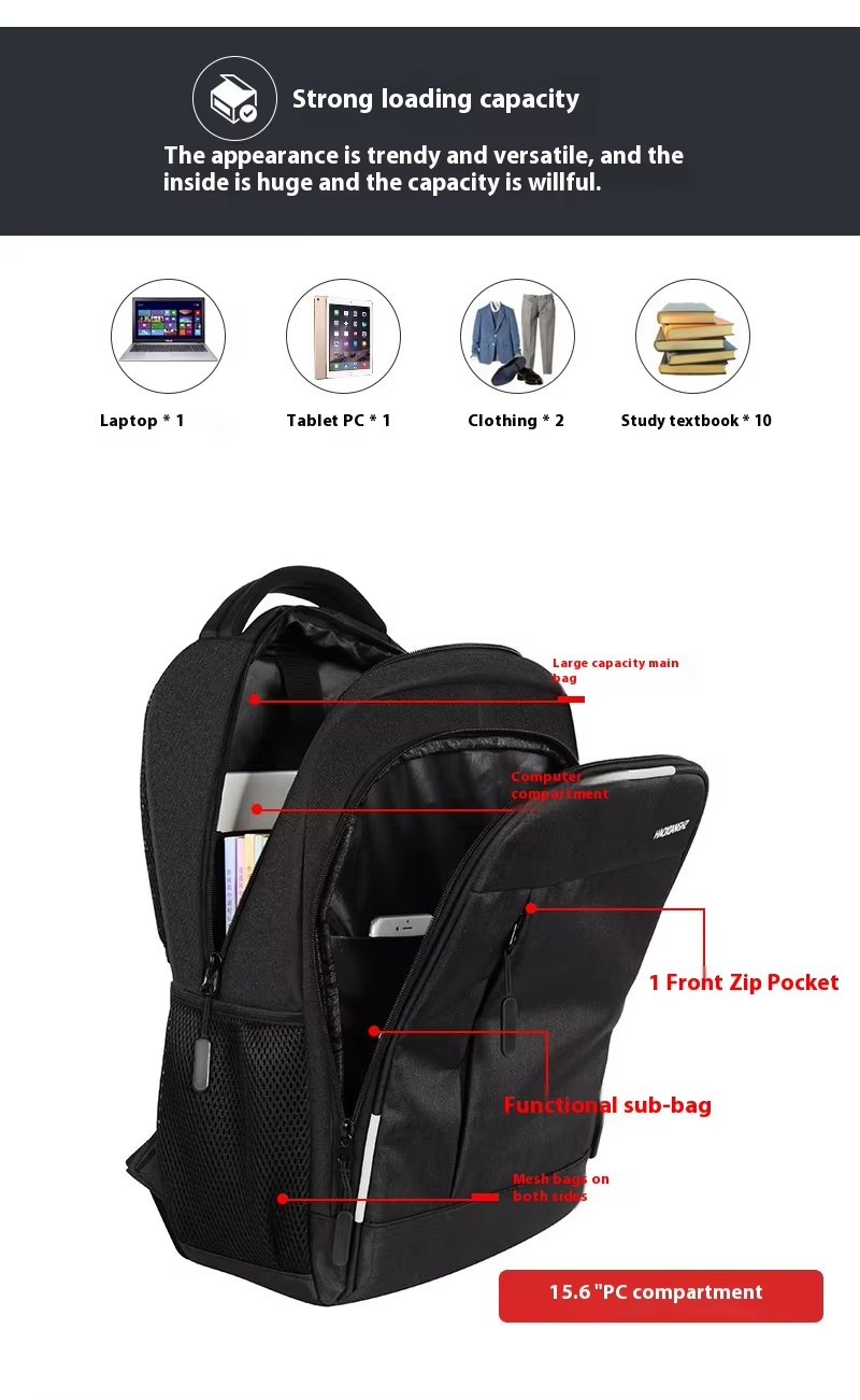 Water-Resistant Large Capacity USB Modern Business Oxford Laptop Backpack product detail
