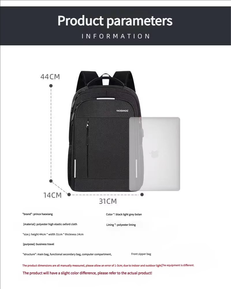 Water-Resistant Large Capacity USB Modern Business Oxford Laptop Backpack product detail