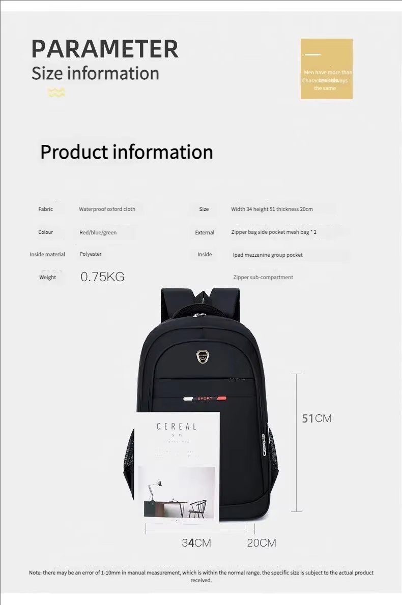 Water-Resistant Large Capacity Outdoor Business Travel Oxford Laptop Backpack product detail