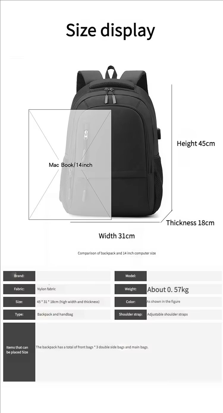 Anti-Theft Water-Resistant Large Capacity USB Modern Oxford Laptop Backpack product detail