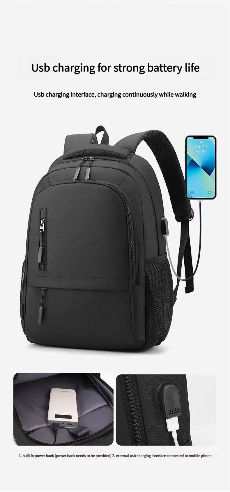 Anti-Theft Water-Resistant Large Capacity USB Modern Oxford Laptop Backpack product detail