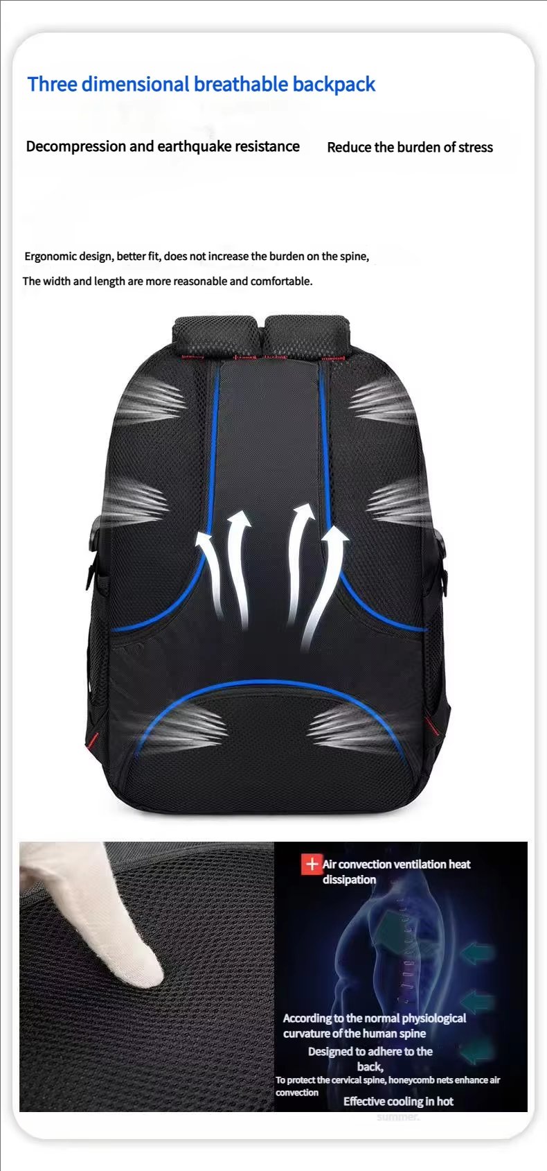 Large Capacity Outdoor Business Travel School Oxford Laptop Backpack product detail