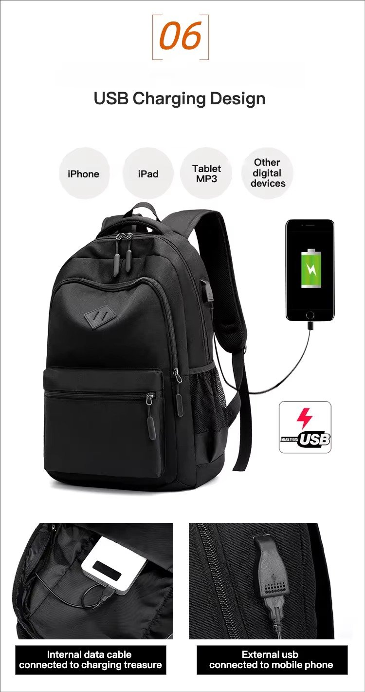 Style Large Capacity Laptop Backpack with USB Charging Port Middle High School College Student Schoolbag For Teenager detail image