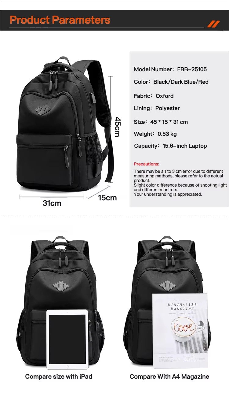 Style Large Capacity Laptop Backpack with USB Charging Port Middle High School College Student Schoolbag For Teenager detail image