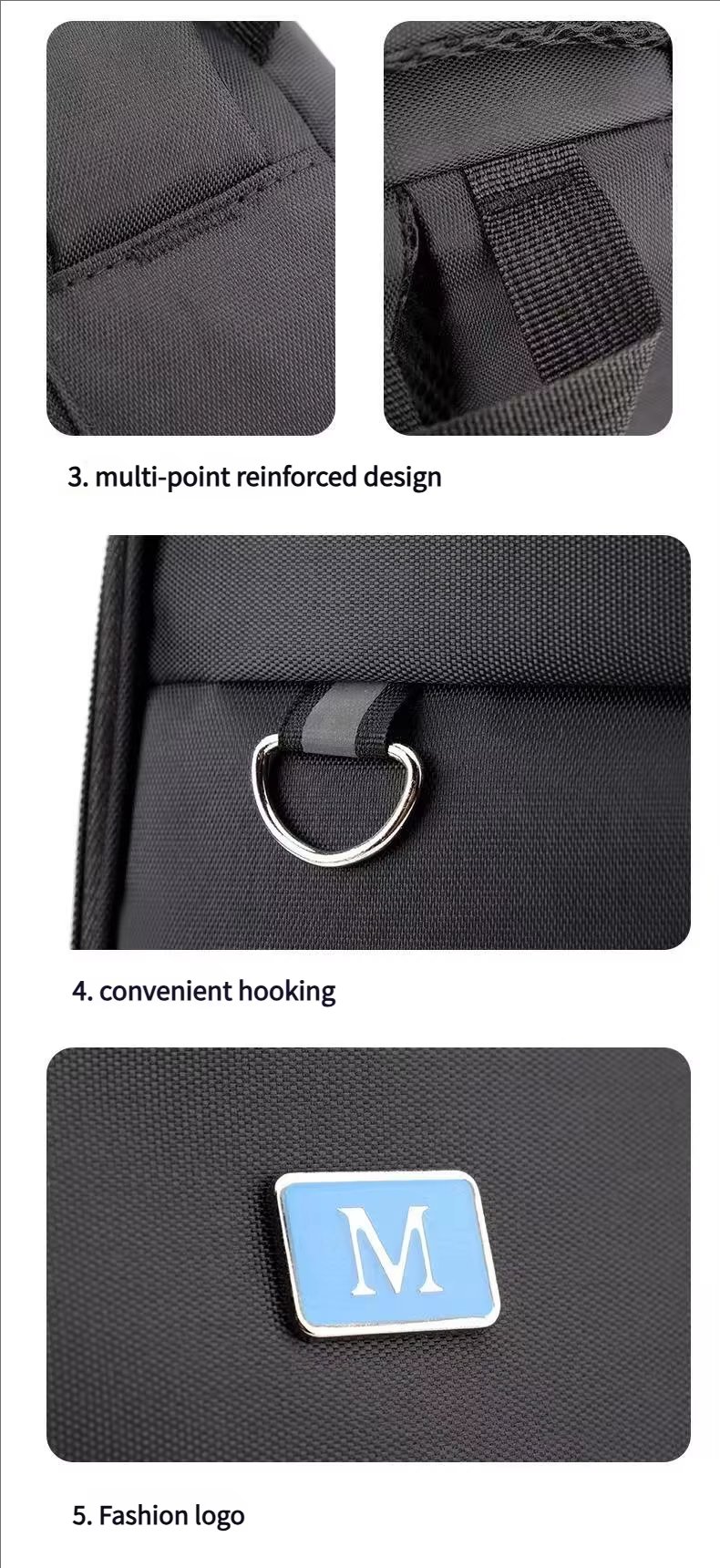 Water-Resistant Large Capacity Outdoor Business Travel Nylon Laptop Backpack product detail