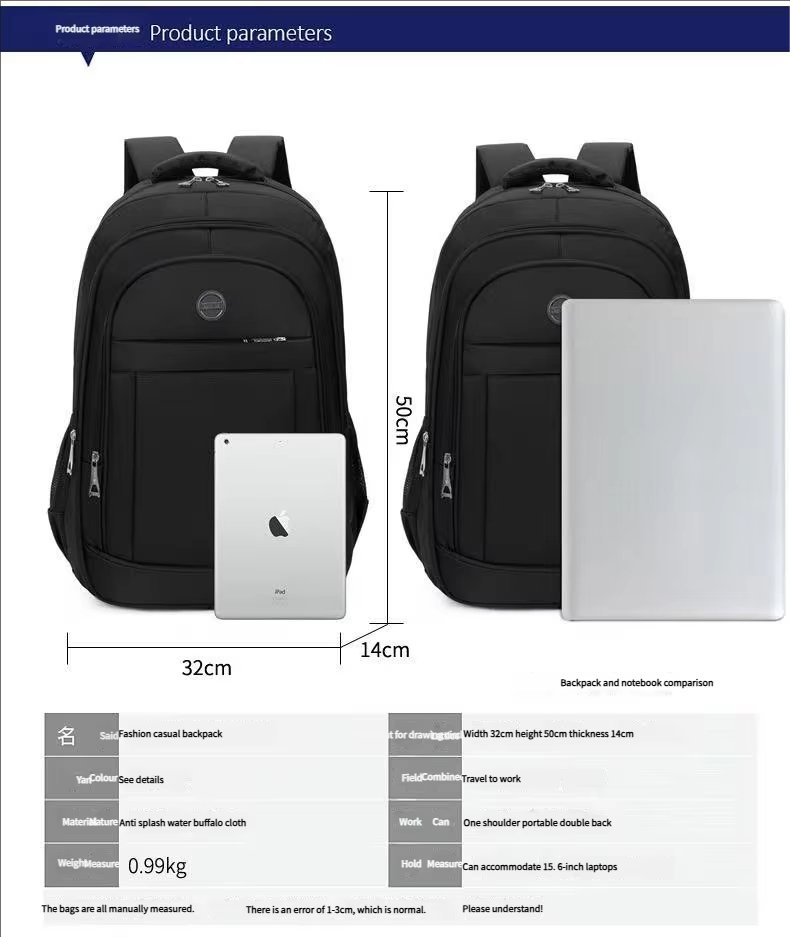 Water-Resistant Large Capacity Modern Business School Oxford Laptop Backpack product detail
