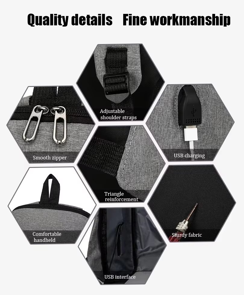 Water-Resistant Large Capacity USB Vintage Modern Oxford Laptop Backpack product detail