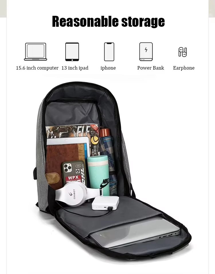Water-Resistant Large Capacity USB Vintage Modern Oxford Laptop Backpack product detail