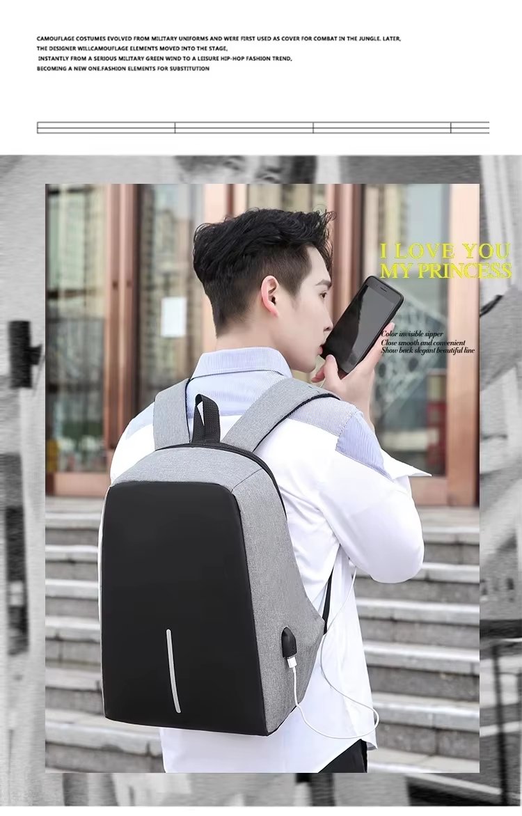 Water-Resistant Large Capacity USB Vintage Modern Oxford Laptop Backpack product detail