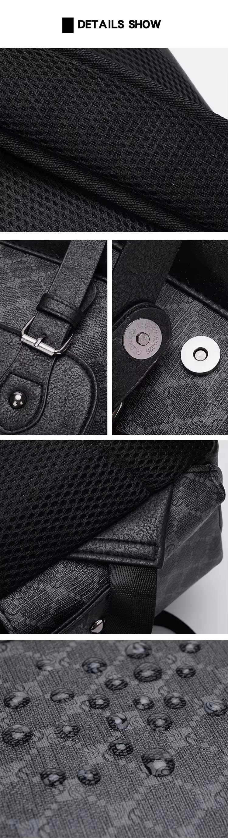 Water-Resistant Vintage Travel School Casual PU Leather Laptop Backpack product detail