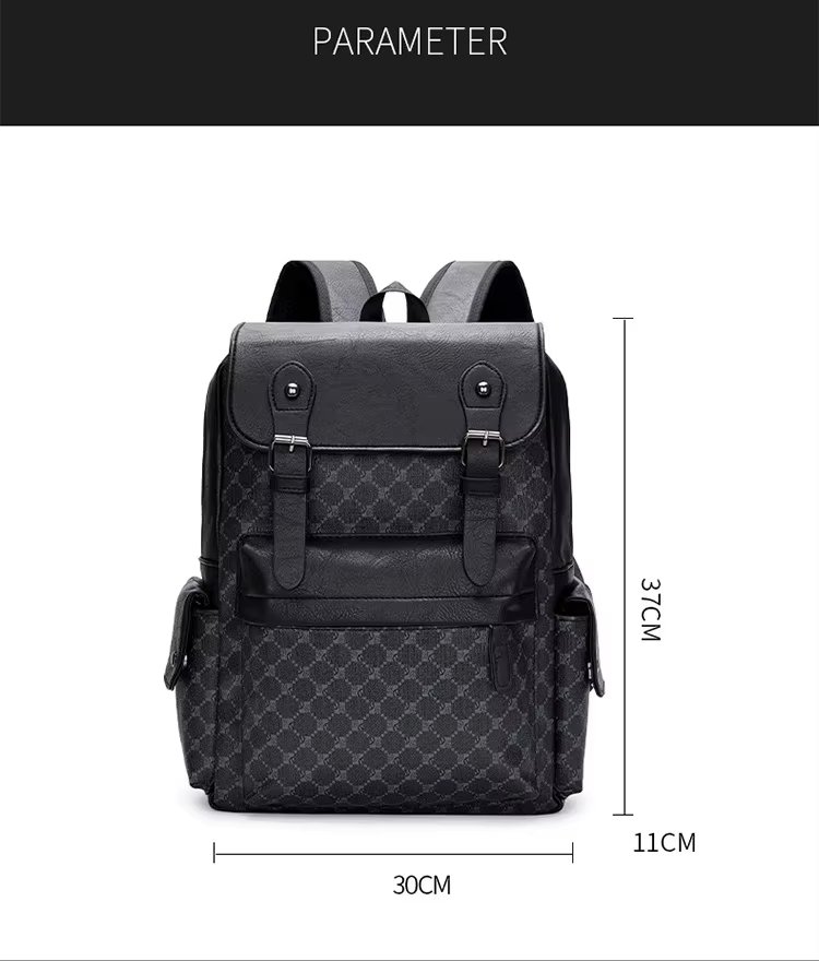 Water-Resistant Vintage Travel School Casual PU Leather Laptop Backpack product detail
