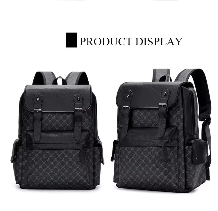 Water-Resistant Vintage Travel School Casual PU Leather Laptop Backpack product detail