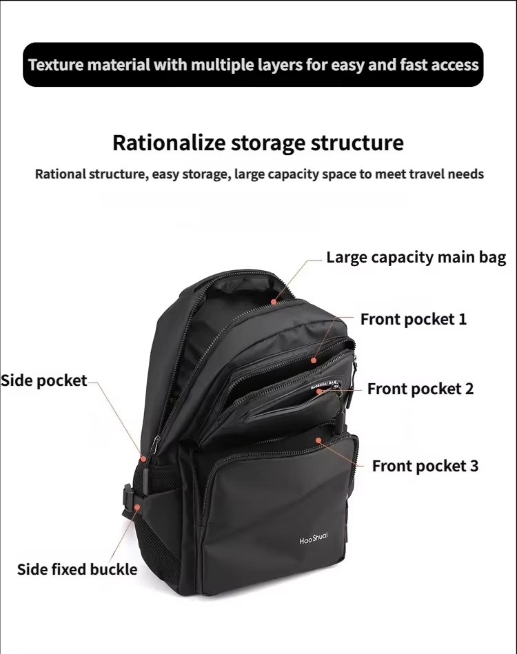 Anti-Theft Water-Resistant Large Capacity Business Travel Nylon Laptop Backpack product detail