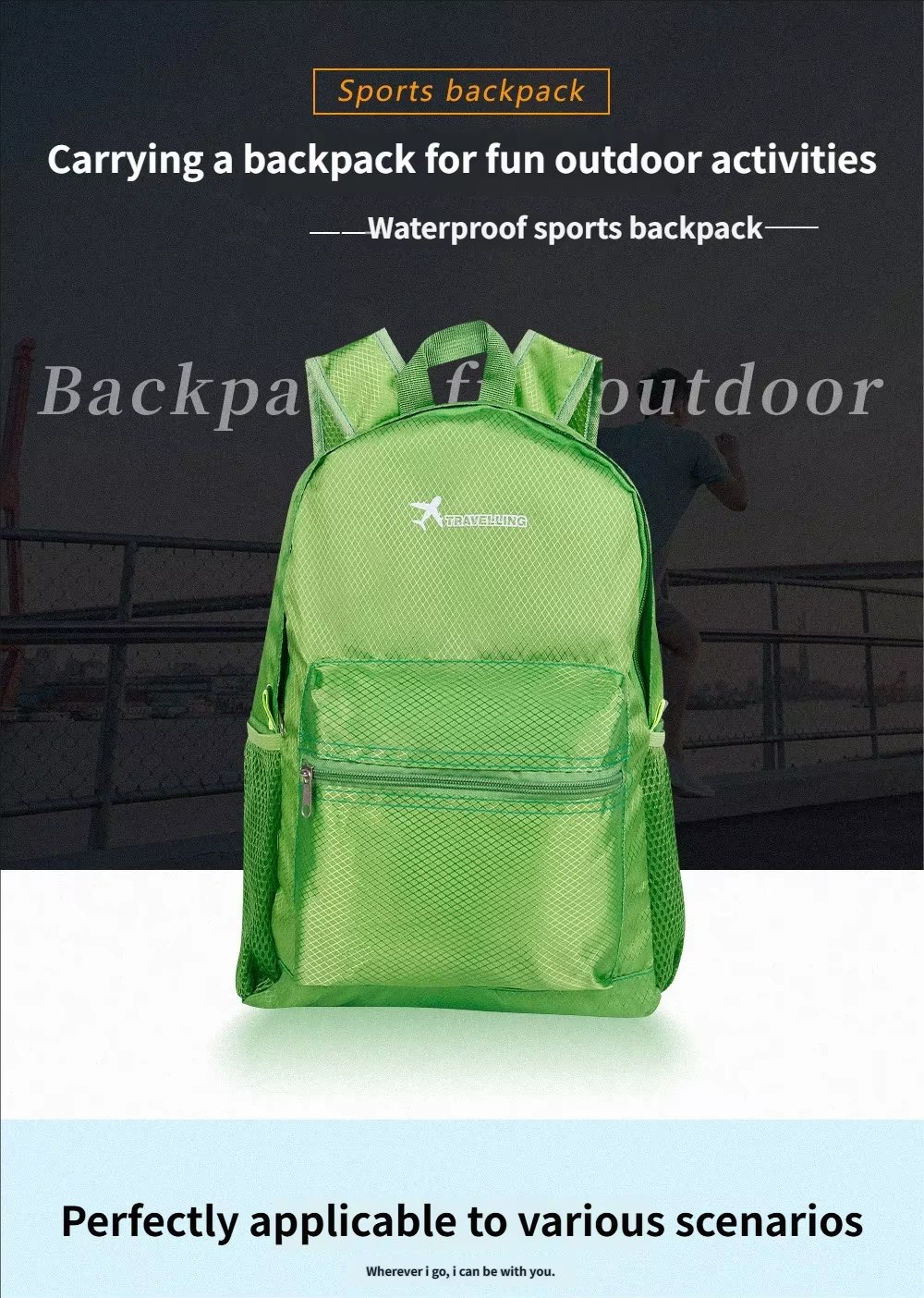 Travel Waterproof Nylon Trekking Backpack detail image