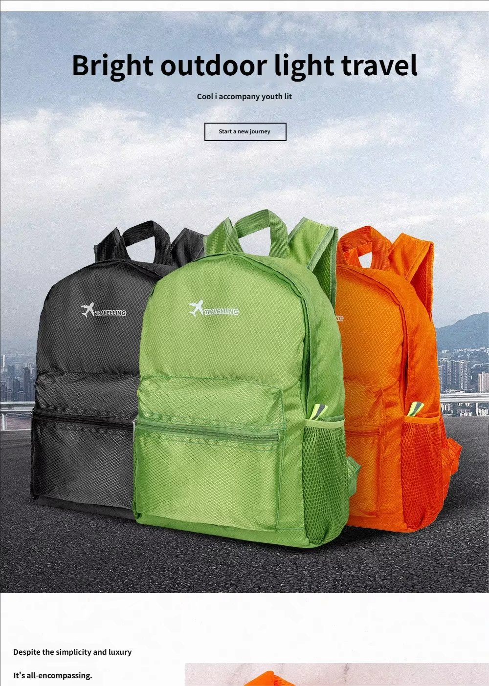 Travel Waterproof Nylon Trekking Backpack detail image