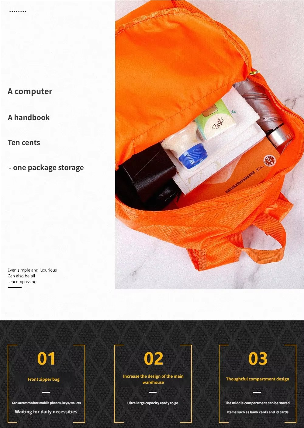Travel Waterproof Nylon Trekking Backpack detail image