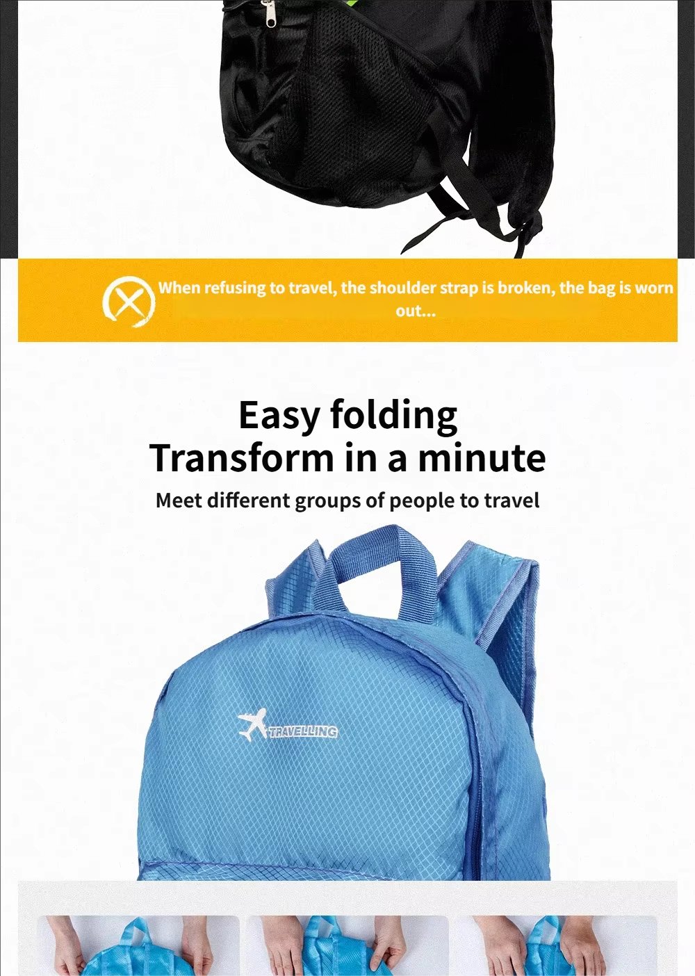 Travel Waterproof Nylon Trekking Backpack detail image