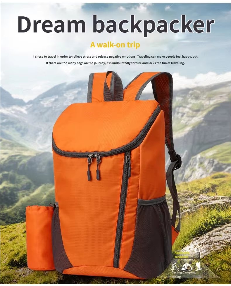 Foldable Waterproof Nylon Trekking Backpack detail image