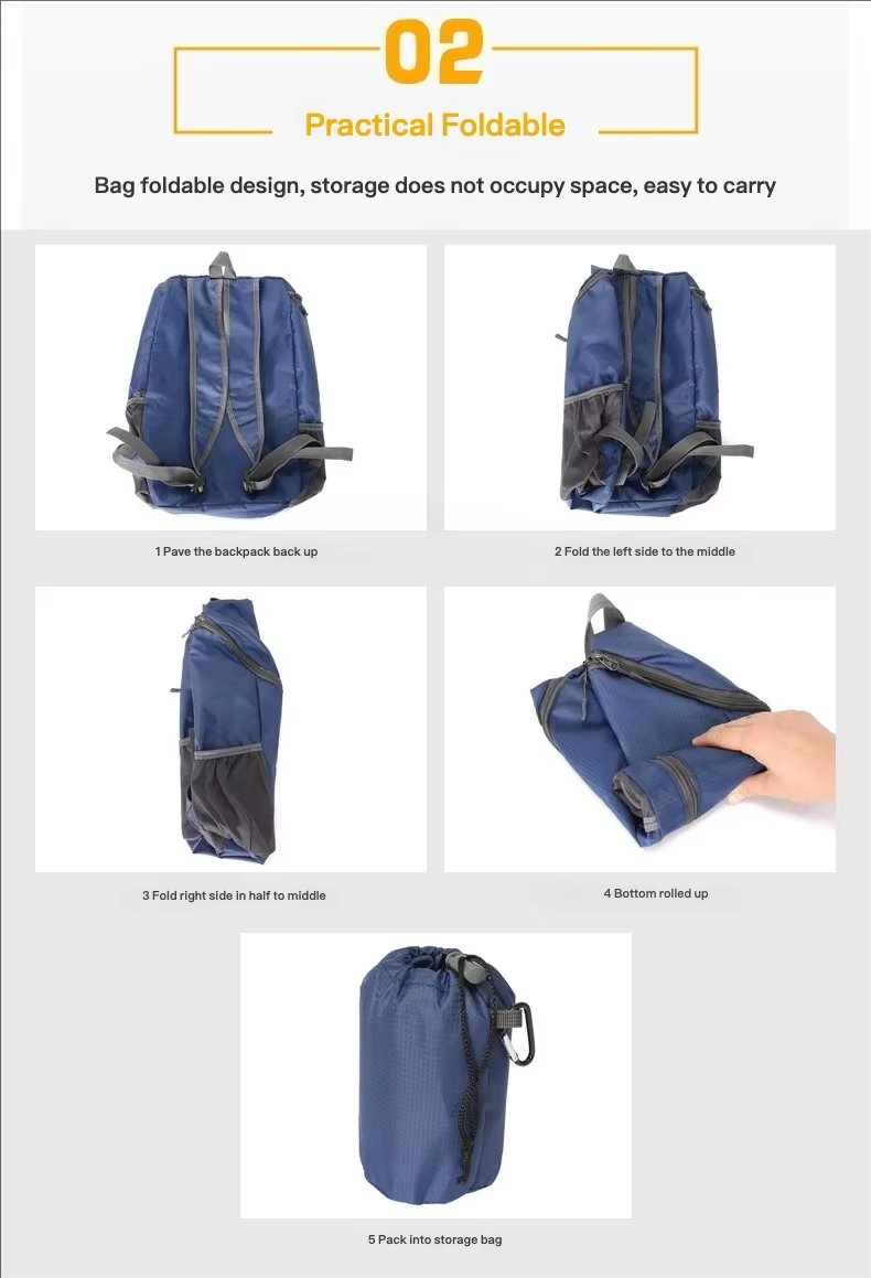 Foldable Waterproof Nylon Trekking Backpack detail image