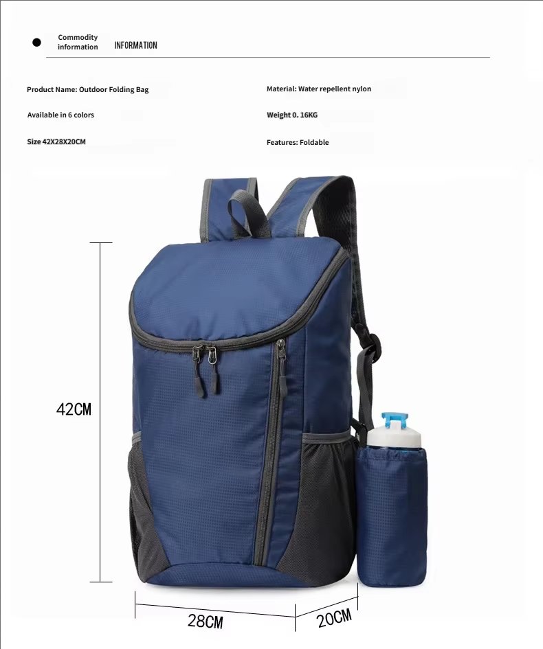 Foldable Waterproof Nylon Trekking Backpack detail image
