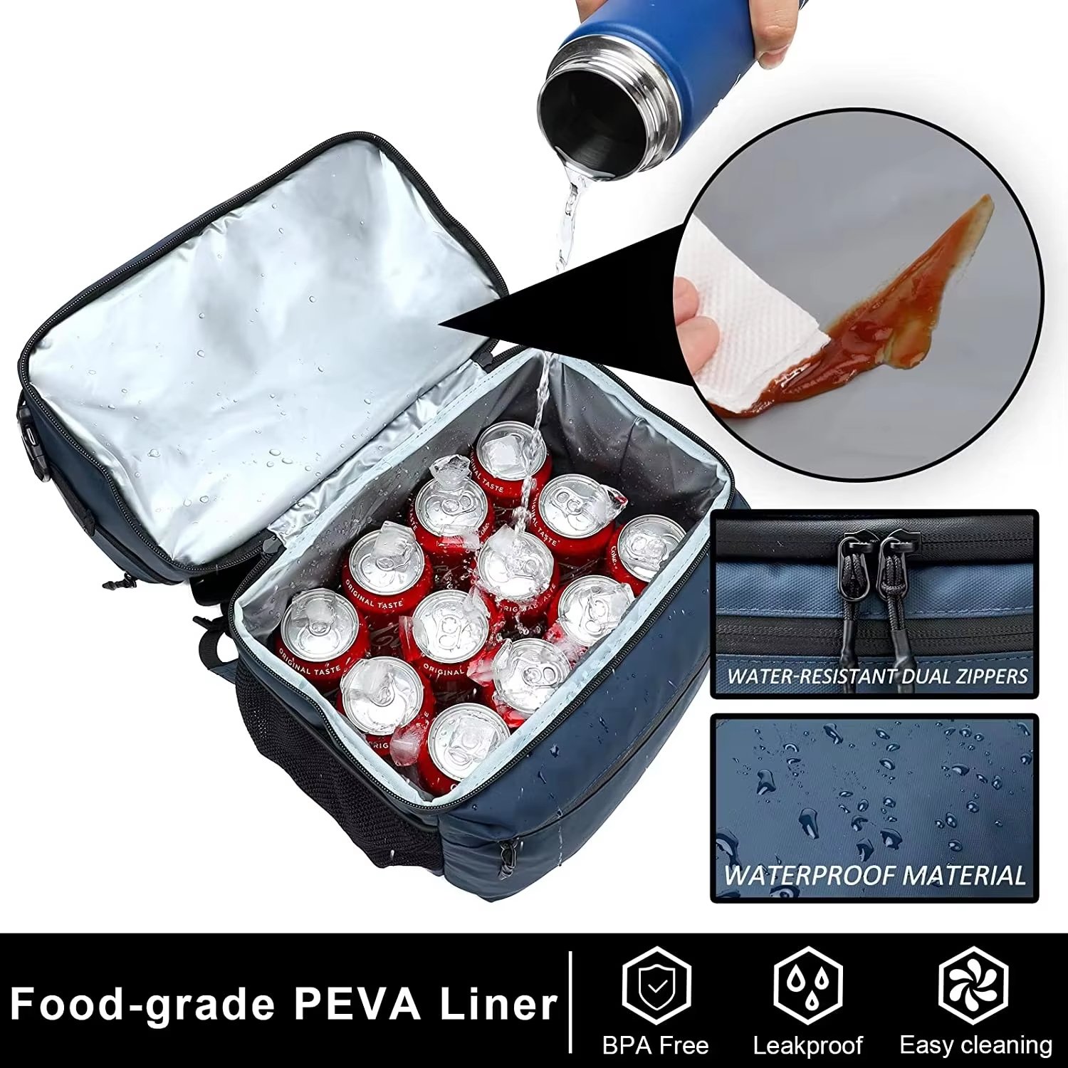 Customized Large Capacity Collapsible Insulated Cooler Bag Leakproof Lunch Box Waterproof Portable Soft Picnic Tote - product detail