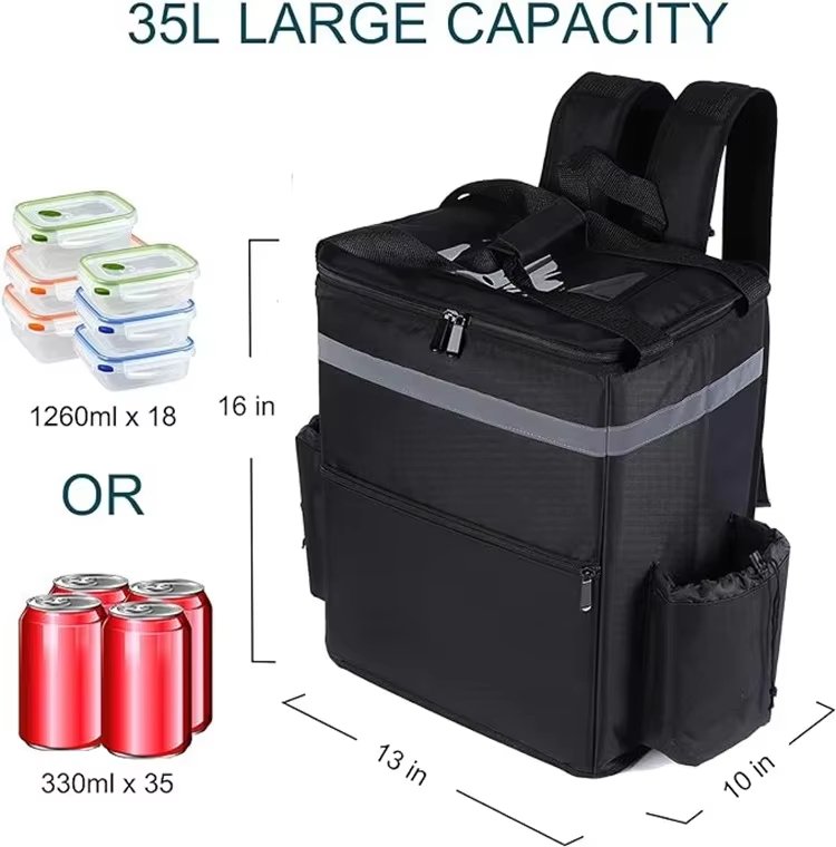 Custom Large Capacity Double Layer Insulated Lunch Bag Eco-Friendly Oxford Cooler for Outdoor Camping Picnic - product detail