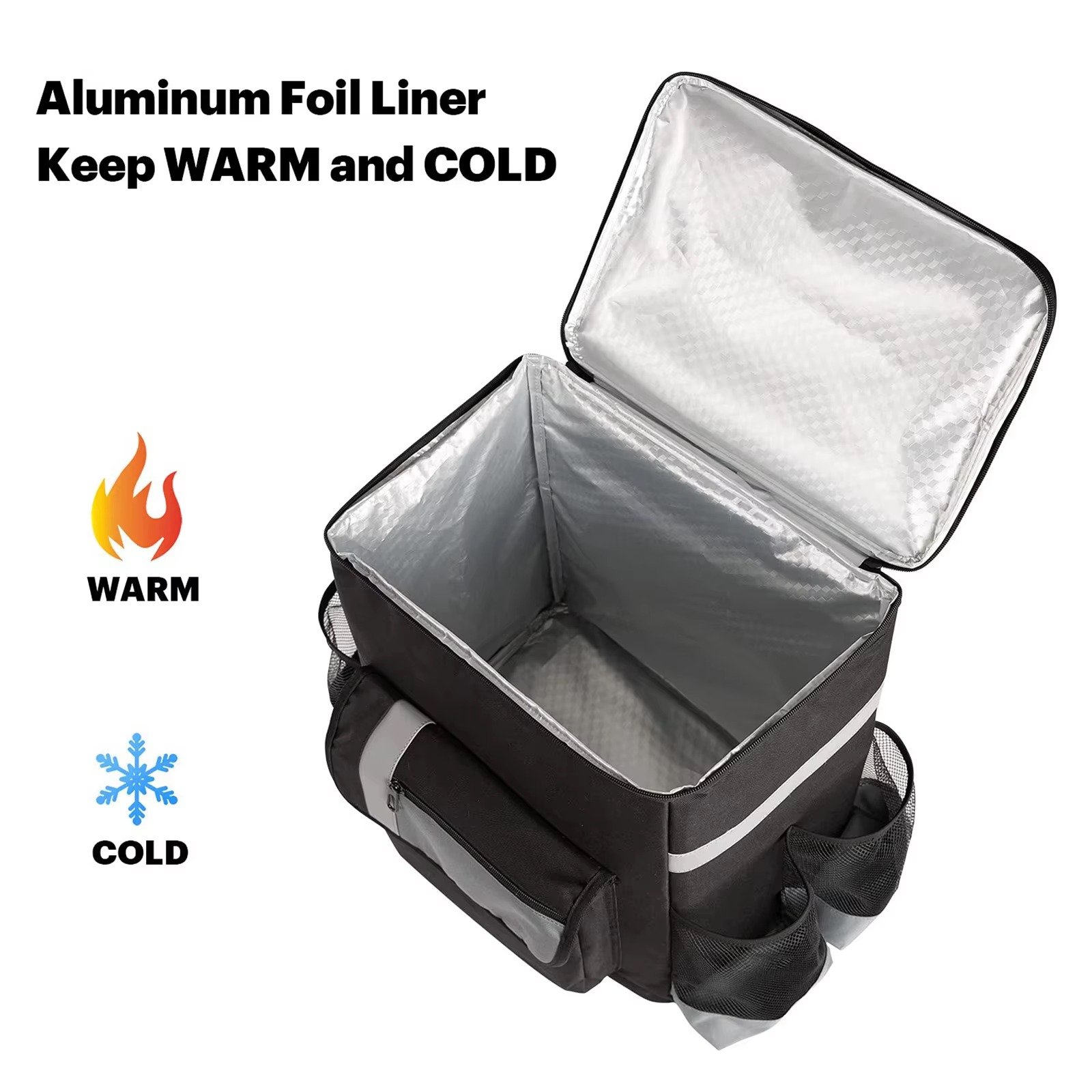 Custom Logo Large Capacity Insulated Food Pizza Delivery Backpack with Cup Holder Leakproof Portable Camping Picnic Cooler Bag product detail