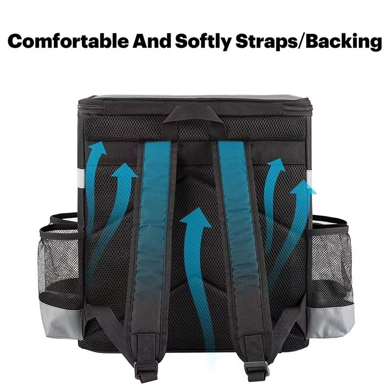 Custom Logo Large Capacity Insulated Food Pizza Delivery Backpack with Cup Holder Leakproof Portable Camping Picnic Cooler Bag product detail