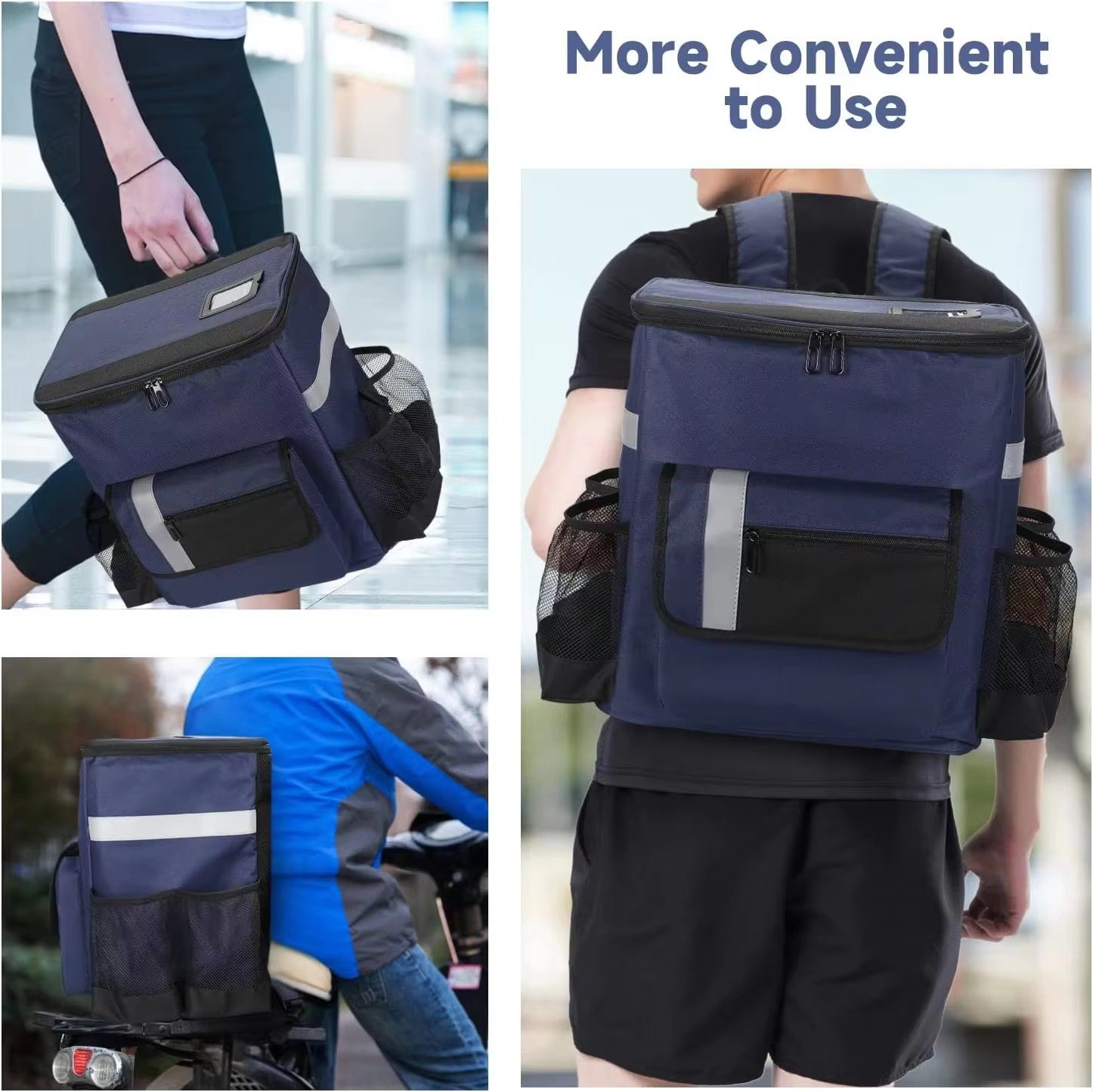 Custom Logo Large Capacity Insulated Food Pizza Delivery Backpack with Cup Holder Leakproof Portable Camping Picnic Cooler Bag product detail