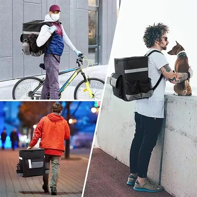 Custom Logo Large Capacity Insulated Food Pizza Delivery Backpack with Cup Holder Leakproof Portable Camping Picnic Cooler Bag product detail