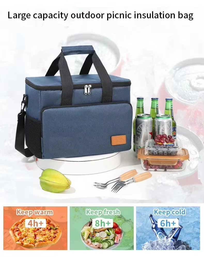 Large Capacity Camping Thermal Insulated Picnic Lunch Box Portable Tote Handbag Waterproof Food Storage Cooler Bag - product detail
