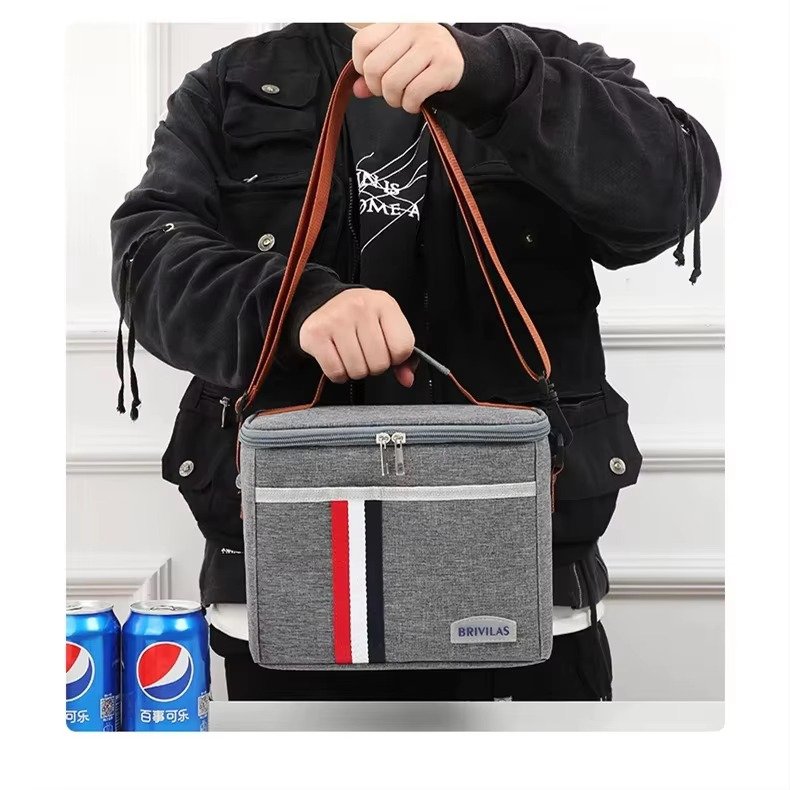 Fashion Oxford Cloth Aluminum Foil Thermal Insulated Lunch Bag with Shoulder Strap Waterproof Portable Picnic Cooler Bag - product detail