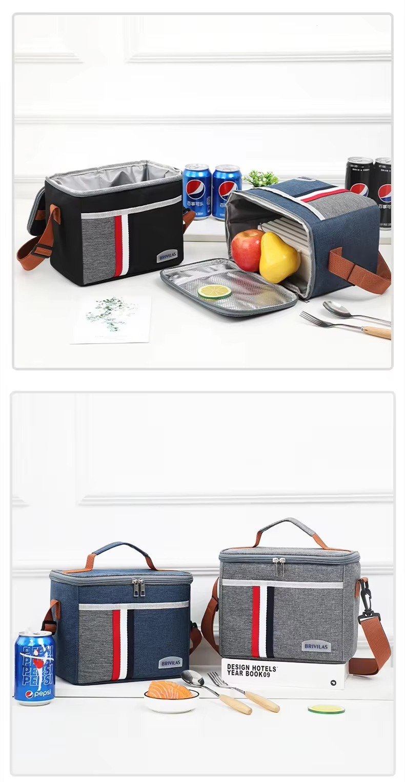 Fashion Oxford Cloth Aluminum Foil Thermal Insulated Lunch Bag with Shoulder Strap Waterproof Portable Picnic Cooler Bag - product detail