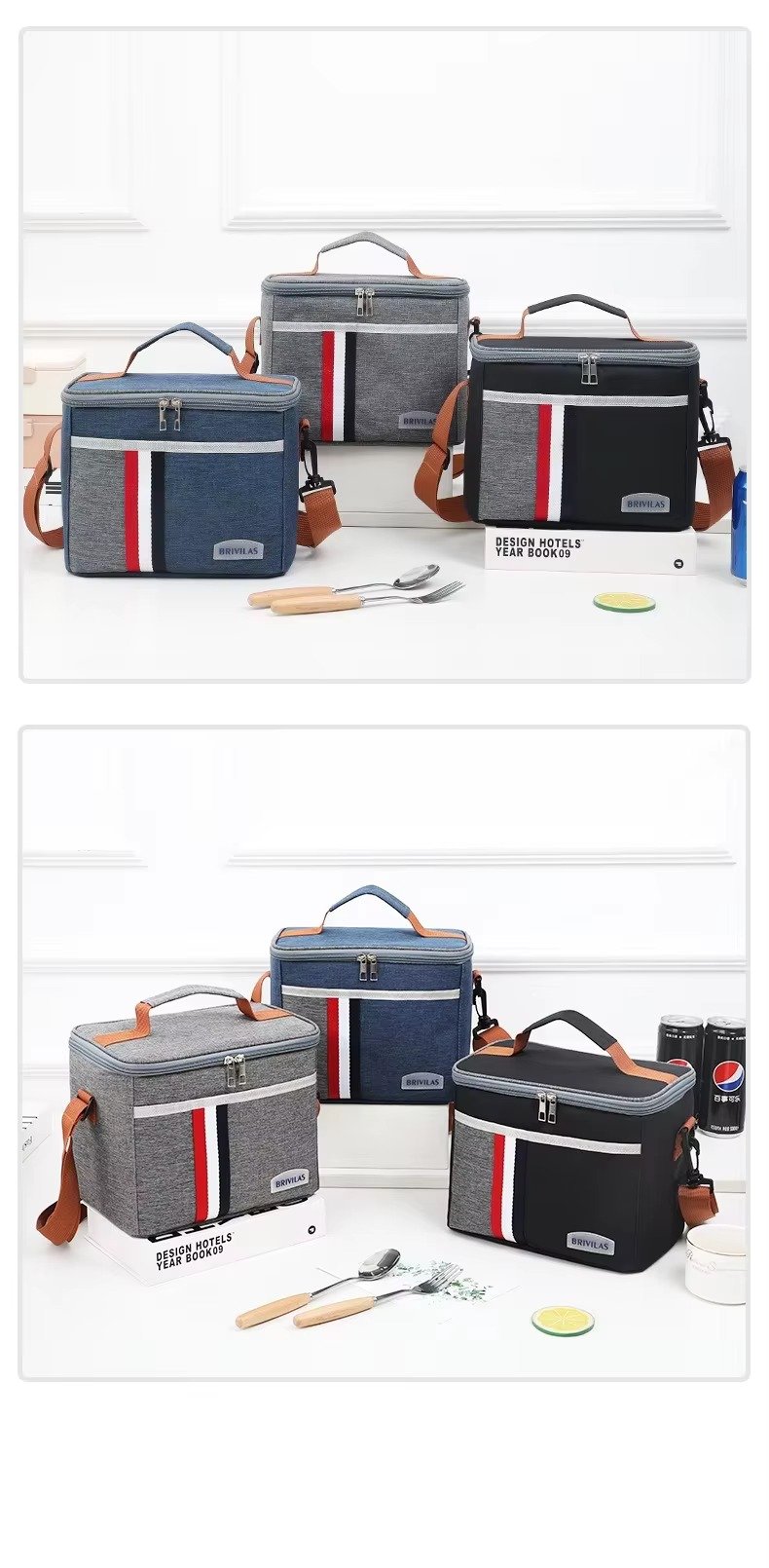 Fashion Oxford Cloth Aluminum Foil Thermal Insulated Lunch Bag with Shoulder Strap Waterproof Portable Picnic Cooler Bag - product detail
