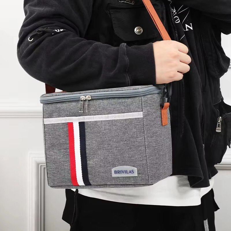 Fashion Oxford Cloth Aluminum Foil Thermal Insulated Lunch Bag with Shoulder Strap Waterproof Portable Picnic Cooler Bag - product detail